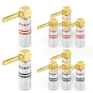 Nakamichi Excel �V���[�Y 24K �����b�L Banana Plugs �o�i�i �v���O 12 AWG - 18 AWG �Q�[�W �T�C�Y 4 mm �X�s�[�J�[ �A���v Hi-Fi AV �X�e���I �z�[���V�A�^�[ �I�[�f�B�I ���C���[ �P�[�u��