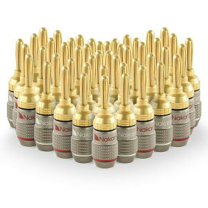 Nakamichi FanLock Excel �V���[�Y 24k �����b�L �o�i�i�v���O 10 AWG - 18 AWG �Q�[�W �T�C�Y 4mm �X�s�[�J�[ �A���v Hi-Fi �X�e���I �z�[���V�A�^�[ ���W�I �I�[�f�B�I ���C�� �P�[�u�� AV