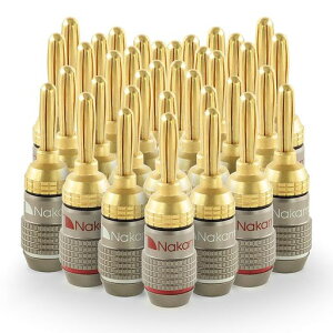 Nakamichi FanLock Excel �V���[�Y 24k �����b�L �o�i�i�v���O 10 AWG - 18 AWG �Q�[�W �T�C�Y 4mm �X�s�[�J�[ �A���v Hi-Fi �X�e���I �z�[���V�A�^�[ ���W�I �I�[�f�B�I ���C�� �P�[�u�� AV