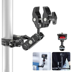 Ulanzi C017 �_�u���X�[�p�[�N�����v �{�[���w�b�h �}�W�b�N�A�[�� �J�����}�E���g 360°��] �p�x���� 1/4�l�W�t�������\ hero12�p/insta 360x4/x3�p �I�o�T�~�N�����v �_�u���N�����v �ɂݖh�~