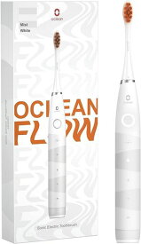 【歯科協会推薦】OcleanFlow電動歯ブラシ180日間バッテリーIPX7防水5モード操作音波式リニアモーターUSBType-C充電式5時間急速充電ホワイト
