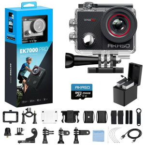 AKASO EK7000 Pro 4K �A�N�V�����J���� + 256GB�������J�[�h 2000����f �^�b�`�p�l���� Type-C�O���}�C�N�Ή� ��u���␳ WIFI���� �L�p�����Y 40m�h�� �����J���� HDMI�o�� �X�|�[�c�J����