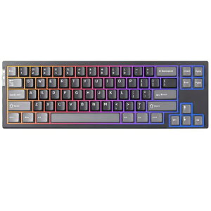 YUNZII RT68 �Q�[�~���O�L�[�{�[�h ���s�b�h�g���K�[ ���J�j�J��TKL �Q�[�~���O ���C�X�C�b�` RGB �L�� USB �R���p�N�g 65%�z��68�L�[�m�u�t��PBT �L�[�L���b�v ���߉\�쓮 (��, ���C�X�C�b�`)