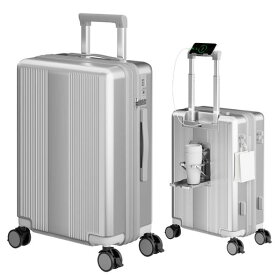 [Soolom]スーツケース拡張機能付き多機能キャリーケース軽量大型大容量TSAロック搭載ストッパー付き携帯スタンドUSBポート付きカップホルダー付き隠しフック機能耐衝撃静音360度回転ダブ…