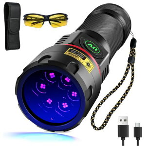 DARKBEAMUV�����d��365nm�u���b�N���C�g6xLED�N�A�b�h�R�A�u���b�N���C�g�A�[�d�����O�������d��USB-C���͂�80W�E�b�h�����v�A��΁A�y�b�g�̔A�A�E�����K���X�A�����d���p�̌��o��