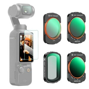 K&F CONCEPT OSMO Pocket 4/3�p ���C�t�B���^�[ 4�_�Z�b�g�yND2-32+ND32-512+CPL+1/4�u���b�N�~�X�g�z