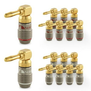 Nakamichi FanLock Excel �V���[�Y 24k �����b�L���p(90�x)�o�i�i�v���O 10 AWG - 18 AWG �Q�[�W �T�C�Y 4mm �X�s�[�J�[ �A���v Hi-Fi �X�e���I �z�[���V�A�^�[ ���W�I �I�[�f�B�I ���C�� �P�[�u��
