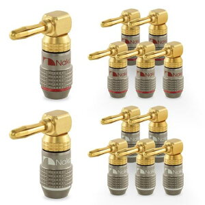 Nakamichi FanLock Excel �V���[�Y 24k �����b�L���p(90�x)�o�i�i�v���O 10 AWG - 18 AWG �Q�[�W �T�C�Y 4mm �X�s�[�J�[ �A���v Hi-Fi �X�e���I �z�[���V�A�^�[ ���W�I �I�[�f�B�I ���C�� �P�[�u��