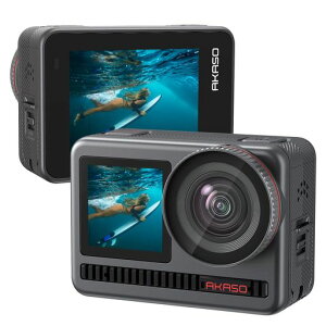 AKASO Brave8 �A�N�V�����J���� 4K60fps 48MP 8K�^�C�����v�X 16�{�X���[���[�V���� �E�F�A���u���J���� IPX8�{�@�h��10M �����J���� �X�[�p�[�X���[�Y��Ԃ�␳ 1550mAh�o�b�e���[2�� �A�N�V�����J�c