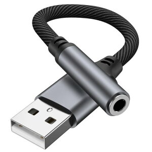 USB to 3.5mm �I�[�f�B�I �ϊ��A�_�v�^ �ϊ��P�[�u�� USB�O�t�� �T�E���h�J�[�h4��(TRRS)/ 3��(TRS)�ϊ� �C���z�� Windows/Mac OS/PS4/PS5/Linux/Chromebook���Ή�