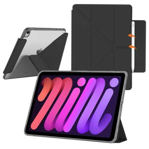 YealRed �P�[�X For iPad Mini 8.3�C���` A17 Pro 2024 (��7����), Y�܂�X�^���h (�u���b�N)