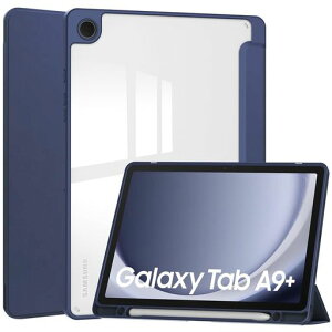 Galaxy Tab A9+ 11�C���` �P�[�X �w�ʓ��� �N���A S Pen ���[ �[�d�Ή� �I�[�g�X���[�v 3�܂�X�^���h Android �^�u���b�g �M�����N�V�[ Tab A9 Plus �J�o�[ ���� �ϏՌ� �y�� (�Z���u���[)