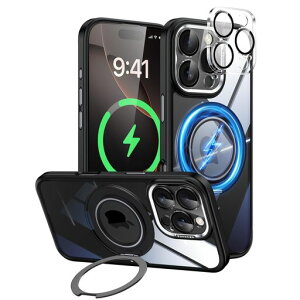 Donocao iPhone 16 ProMax�p�P�[�X MagSafe�Ή� 360°��]�����O�X�^���h�t�� �}�O�l�b�g�������C �N���A�w�� �V���R�����ϏՌ� ���^ ���킢�� ���O���\�̃J�����J�o�[ 4K HD�K���X�t�B���������c