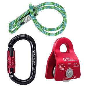 GM CLIMBING CE UIAA �F�� �q�b�` �X���b�N�e���f�B���O �v�[���[ �L�b�g 25kN �}�C�N���v�[���[ ���b�h & 8mm�v���[�W�b�N & 24kN O�^���b�L���O�J���r�i �Z�b�g �A�[�{���X�g �_�u�����[�v�N���C�c