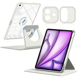 ShinKin �ی�P�[�X iPad Air 13 �C���` (M4 2026 / M3 2025 / M2 2024) �Ή� 360�x��] �����^ ���O���\�� �}�O�l�b�g�J�o�[ TPU�f�� +PC���� �P�[�X ���΋z�� �y�����[ �蒠�^ �ϏՌ� �y��