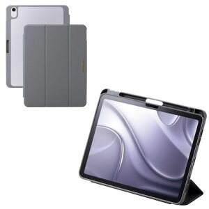 �G���R�� iPad Air 11�C���` (M4/M3/M2) 2026/2025/2024�N �P�[�X �J�o�[ �t���b�v �\�t�g���U�[ �w�ʃN���A �X���[�v���[�h �^�b�`�y���z���_�[�t�� CHIC STYLE �`���R�[���O���C TB-A25MWVJM3GY