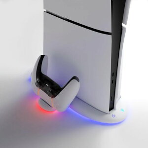 Blitzowl PS5 Slim�p �X�^���h �R���g���[���[�[�d�� ��p�t�@���t�� RGB���C�g���� �c�u�����u���Ή� �f�B�X�N/�f�W�^���Ō��p PS5���Ӌ@�� 2in1�[�d�h�b�N