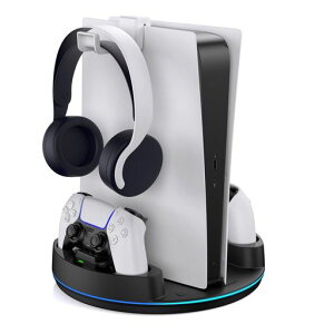 NEWDERY PS5�p �R���g���[���[ �[�d�X�^���h PS5 Slim/PS5/PS5 Pro �c�u���X�^���h 2�䓯���[�d ���[�h�b�N �]�|�h�~ ���t���ȒP ���Ӌ@�� �A�N�Z�T�� RGB�����v�t�� �ߏ[�d�h�~ USB-C�P�[�u���t�� �c