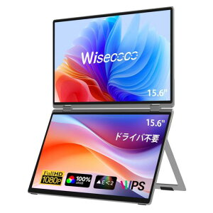 Wisecoco 15.6�C���` �f���A���X�N���[�����j�^�[ �|�[�^�u�����j�^�[ �m�[�g�p�\�R���p��ʊg���@�\���� IPS 1080P 360°�܂肽���ݎ� �X�^�b�N���j�^�[ �L�b�N�X�^���h�t�� HDMI USB-C�Ή�