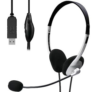 �G���R�� �w�b�h�Z�b�g USB �L�� �}�C�N�t�� �w�b�h�z�� �y�� ������ �E�F�u��c �e�����[�N �yLINE Skype windows �I�����C���Q�[���ɑΉ��z 1.8m �V���o�[ HS-FBE01USV