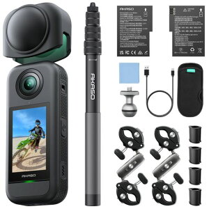 AKASO 360 �I�[�g�o�C�L�b�g 360�x�J����-�A�N�V�����J���� 5.7K360�x���� 72MP360�x�ʐ^ �V�^1/2�C���`48MP�Z���T�[ 360�x�����ێ� 360° �X�[�p�[�X���[�X ���艻�@�\ AI�ҏW �����Ȃ����B��_ 2.29�h