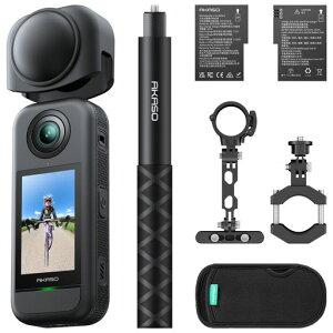 AKASO 360 ���]�ԃL�b�g 360�x�J����-�A�N�V�����J���� 5.7K360�x���� 72MP360�x�ʐ^ �V�^1/2�C���`48MP�Z���T�[ 360�x�����ێ� 360° �X�[�p�[�X���[�X ���艻�@�\ AI�ҏW �����Ȃ����B��_ 2.29�h