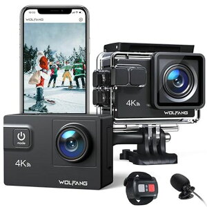 WOLFANG GA300 �A�N�V�����J���� [�O���}�C�N�t��] 4K 24MP�����J���� (WiFi�@�\�t��) �ϗh�� ���[40���[�g�� HDMI�o�� 1350mAh��e�ʃo�b�e���[2���� 170°�L�p�����Y �����R�� �w�b�h�Z�b�g�J����