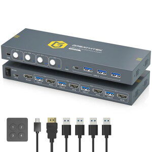USB3.0 KVM�X�C�b�` HDMI 4����1�o�� 4K@60Hz�Ή� PC�ؑ֊� 4��PC�� �LEDID�Ǘ� �v���O�A���h�v���C �����R���t��