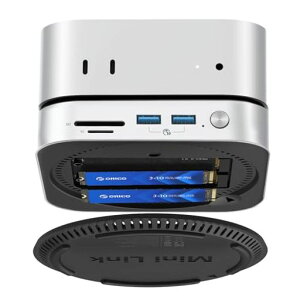 ORICO MiniLink Mac mini M4�Ή��h�b�L���O�X�e�[�V���� USB4 40Gbps�������f�[�^�]�� 7-IN-1 M.2 SSD �X���b�gx2(NVMe) USB-A(10Gbpsx3)Micro/SD�J�[�h�X���b�g4.0