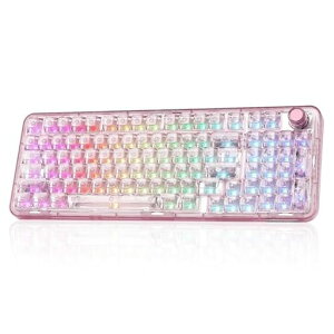 YUNZII X98 QMK/VIA�Ή� ���C�����X ���J�j�J���Q�[�~���O�L�[�{�[�h �����L�[�L���b�v 3���[�h�ڑ� BT5.0/2.4GHz/USB-C �z�b�g�X���b�v�\ �����ς݃X�C�b�` �K�X�P�b�g�\�� RGB�o�b�N���C�g �m�u�c