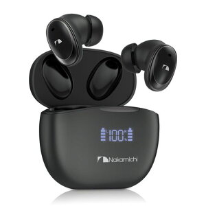 Nakamichi ���C�����X�C���z�� Bluetooth5.3 ENC�m�C�Y���_�N�V���� �ő�28���ԍĐ� LED�\�� �u���b�N TW022ENC