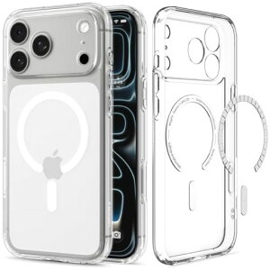 Spigen iPhone 18 Pro / 17 Pro �P�[�X MagSafe�Ή� ���� �E���g���E�n�C�u���b�h�E�}�O�t�B�b�g(�N���A�E�z���C�g)
