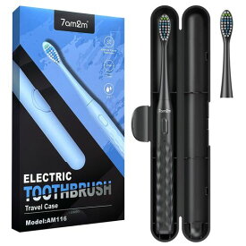 7am2m 電動歯ブラシ 充電式 38,000回/分 高速音波振動 USB-C急速充電 60日間持続 携帯用 音波電動歯ブラシ コンパクト トラベル 歯ブラシ オートタイマー機能 IPX7防水 替えブラシ2本付き 収納ケ…
