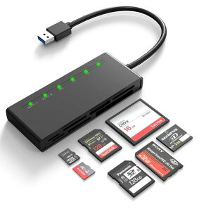 SDJ[h[_[A7in1USB3.0J[h[_[SD/MicroSD/CF/XD/MS/MMCJJ[hpA5Gbps5ǂݎAWindows/Linux/MacOSɑΉ[J[h[_[
