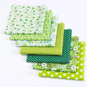 サムコス7枚図案セット生地布50*50cm花柄パッチワーク布カットクロス綿DIY手芸用ハンドメイド小花はぎれ花縫う手作りパッチワー室内装飾(グリーン)