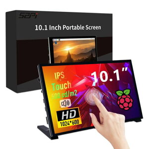 GeeekPi 10.1�C���` �Ód�e�ʎ��^�b�`�X�N���[�����j�^�[�ARaspberry Pi�p�A1024x600 IPS LCD�f�B�X�v���C�A�f���A���X�s�[�J�[�t���AHDMI�|�[�^�u�����j�^�[�ARaspberry Pi 5/Pi