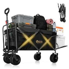 QEZER キャリーワゴン キャリーカート 大容量 折りたたみワゴン アウトドア 高耐荷重