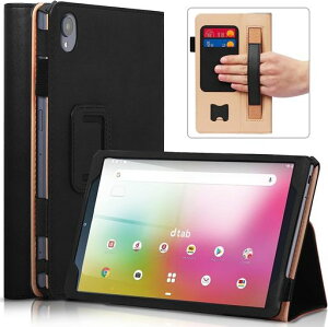 docomo Compact dtab d-52c 8�C���` 2022�V�^,�^�u���b�g �P�[�X d-52c �p���@�\�ی�J�o�[ ����PU���U�[�P�[�X �X�^���h�@�\�t �^�b�`�y�����[�\ �n���h�X�g���b�v�t �J�[�h���[�\ (Black)