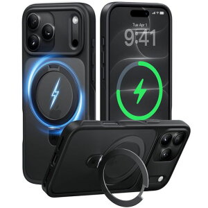 CASEKOO for iPhone 18 Pro / 17 Pro �P�[�X MagSafe�Ή� �B���X�^���h 6.3 �u���b�N