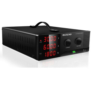 RUZIZAO �������艻�d��(0~30V 0~60A) 1800W��d�� ��DC�X�C�b�`���O �G���R�[�_���� LED 4���d�� �d�� �d�͕\�� �f�X�N�g�b�v���艻�d�� �o���h�o�̓X�C�b�` �� �e�X�g�ƃ����e�i���X ������ �w�c