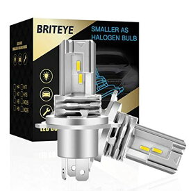 BRITEYE(まぶしい) 車用 LED ヘッドライト H4 車検対応 一体型 H4 LEDバルブ HI/LO切替 6500K ホワイトCREEチップ搭載 ファンレス (2個入)