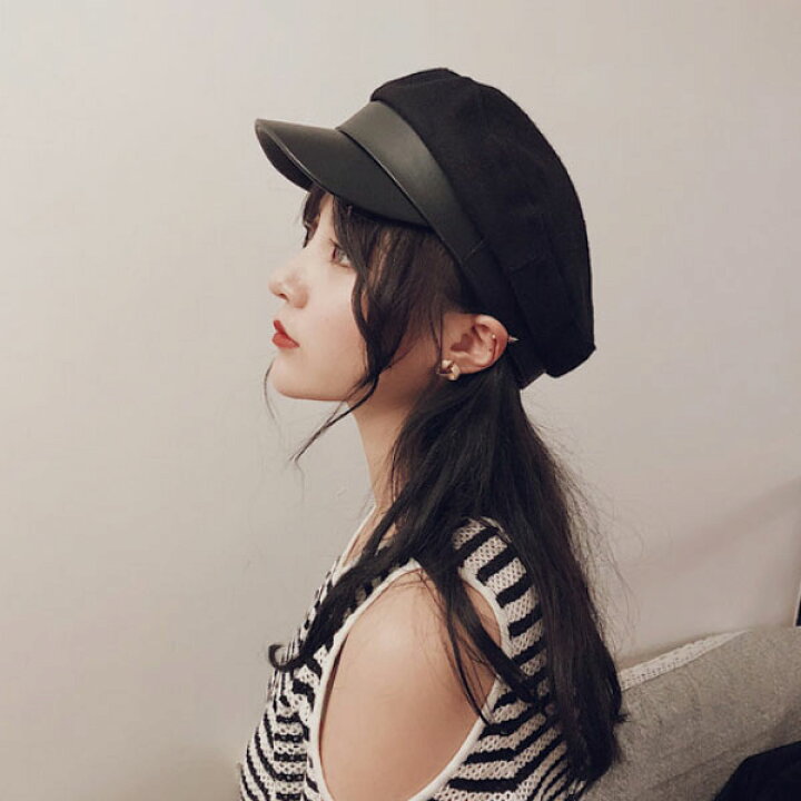 楽天市場 帽子 レディース キャスケット つばあり 大人 ハンチング ベレー帽 黒 ブラック グレー ぼうし シンプル ベーシック 人気 22n Victoria ヴィクトリア