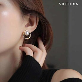 オーバルフレーム＆パールイヤリング 韓国 ファッション イヤリング 大人 アクセサリー ジュエリー きれいめ エレガント ゴールド 822J33539 [M便 1/1] 【メール便】