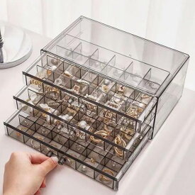 ジュエリーボックス 大容量 3層 アクセサリーケース アクセサリー収納 コンパクト ピアス ネックレス リング 指輪 保管 携帯 小物入れ 可愛い 宝石箱 3段 アクリル 22A00596