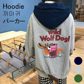 パーカー スウェット フーディー スウェット レディース トレーナー トップス キャラ プルオーバー 長袖 秋冬 韓国 ファッション グリーン グレー ネイビー 22F44426