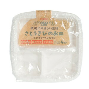 サンナップ(sunnap) ペーパープレート キャンプ アウトドア さとうきびのお皿 仕切り 19cm 4枚入 PT-19SOM