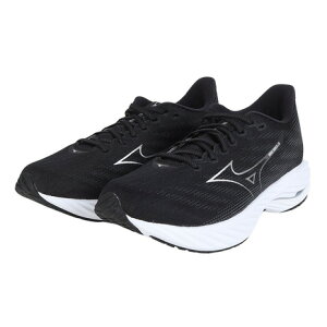 ミズノ(MIZUNO)(メンズ)ランニングシューズ ウエーブライダー28 ブラック シルバー J1GC240302 スニーカー ジョギング トレーニング