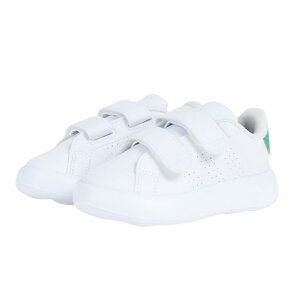 アディダス(adidas)(キッズ)ジュニアスニーカー アドバンコート ホワイト グリーン ID5286 カジュアル スポーツシューズ 面ファスナー 登園 外遊び