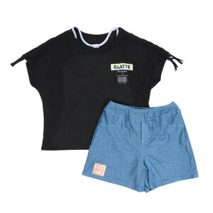 ピンクラテ(PINK LATTE)(キッズ)水着 3点セット ジュニア ガールズ マクラメTシャツ付き タンキニ 33251382