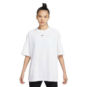 ナイキ(NIKE)(レディース)Tシャツ 半袖 エッセンシャル 無地 ワンポイント 白 オーバーサイズ DX7911-100